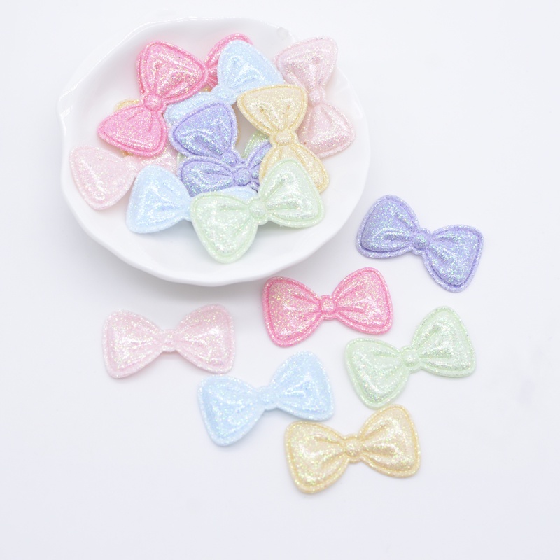 Set 50 Miếng Da PU 30 * 18mm Hình Nơ Trang Trí Quần Áo Cho Bé
