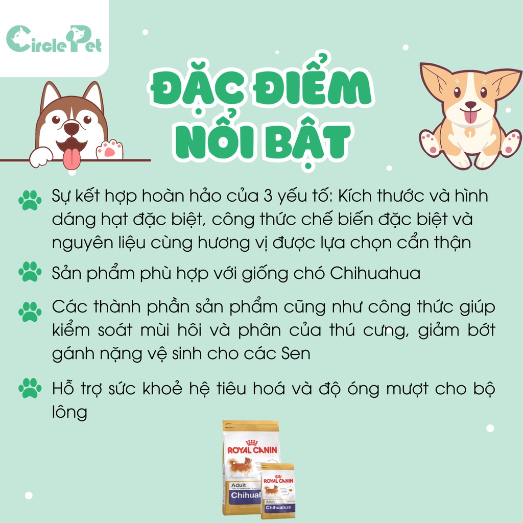 Thức Ăn Cho Chó Royal Canin Chihuahua Adult Dành Cho Chihuahua Trưởng Thành Túi 500g/1.5kg - Circle Pet