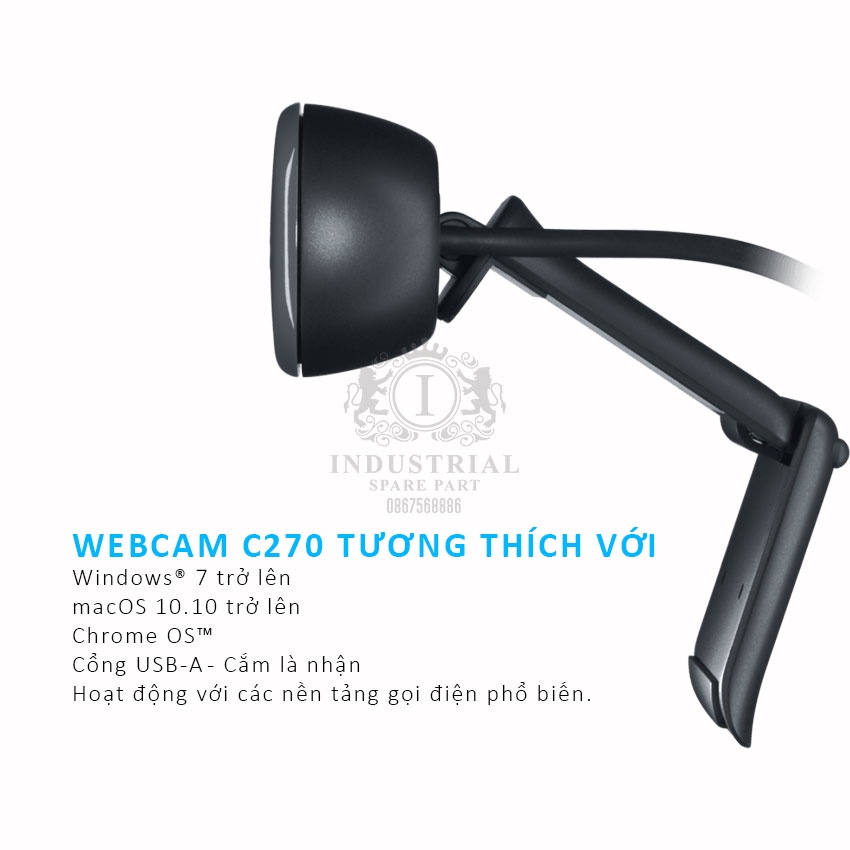 Webcam Logitech C270 HD Gọi Video, học online, họp trực tuyến, Webcam góc rộng với micro giảm tiếng ồn. Hàng chính hãng