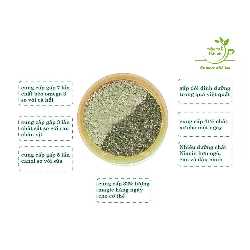 Hạt chia Úc Black Chia seeds, gói 100g, 200g, 500g - Tiệm Trà Tâm An