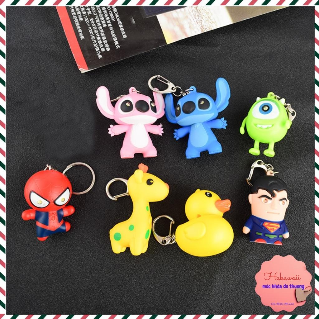 Móc khóa đa năng các nhân vật hoạt hình, móc khóa kêu + sáng đèn, dùng làm móc khóa xe máy