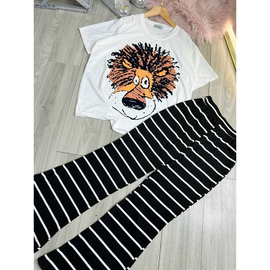 Quần thun ống loe phối màu sọc ngang cực hot , chất coton mềm mịn co giãn