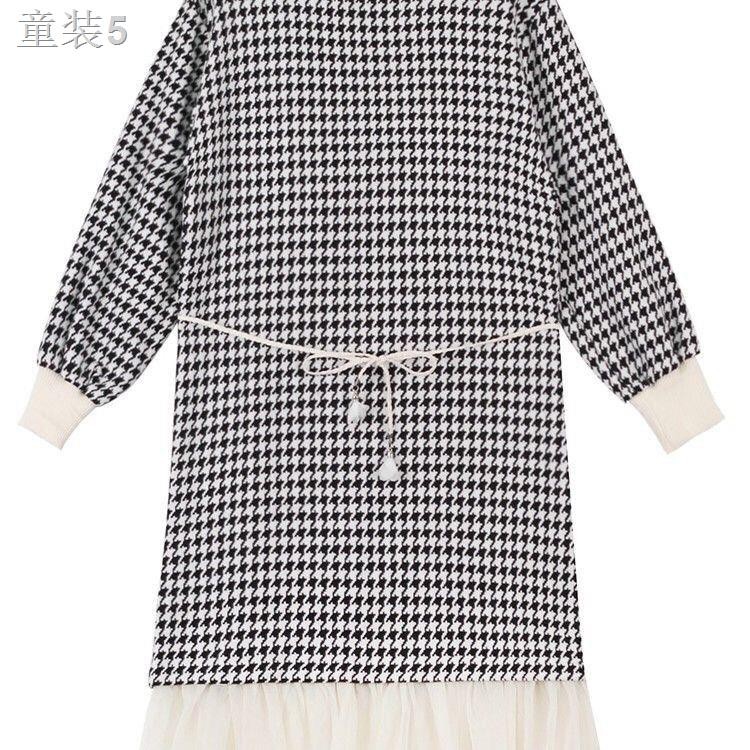 ¤✇☌Váy len houndstooth dành cho phụ nữ thu đông 2020 dài trên gối trung niên mới mùa thời trang của Hàn Quốc