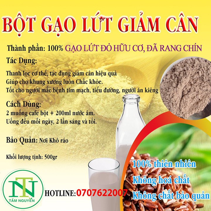 Bột Gạo Lứt đỏ Organic Việt Nam đã rang