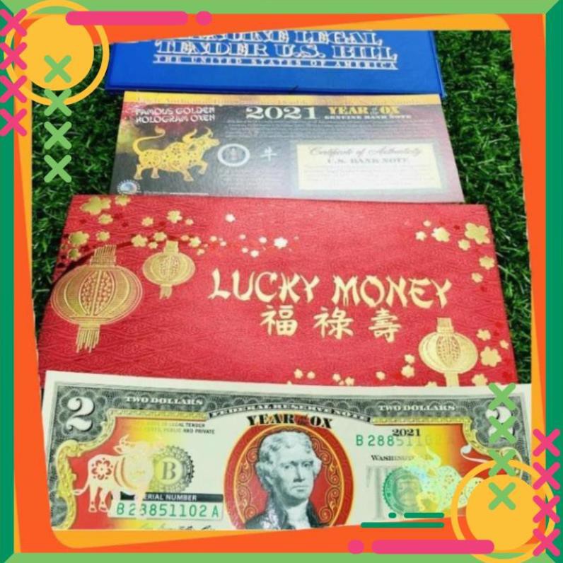 [COMBO 10 BỘ] Tờ Tiền 2 Đô Hình Con Trâu Vàng Tết 2021 lì xì tết