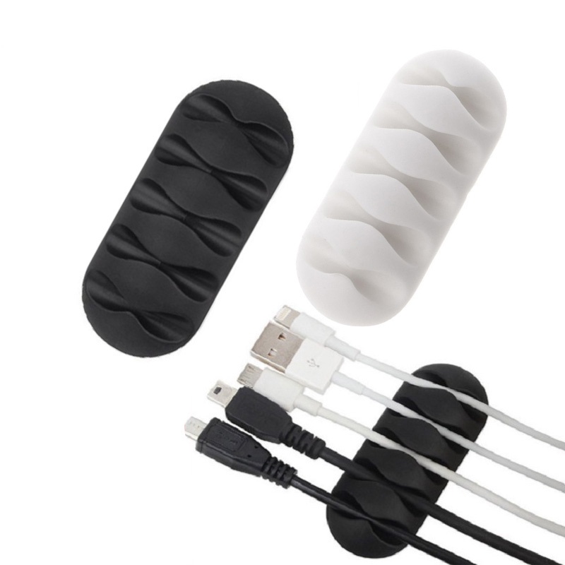 Kẹp Cố Định Dây Cáp 5 Ngăn/7 Kẹp Bằng Silicone Tiện Lợi