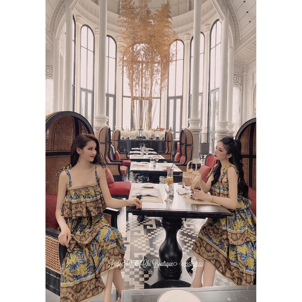 (C136)Đầm Maxi bèo dáng váy tầng họa tiết hoa văn nổi bật mẫu mới cực đẹp sang chảnh đẹp độc cuốn hút | BigBuy360 - bigbuy360.vn