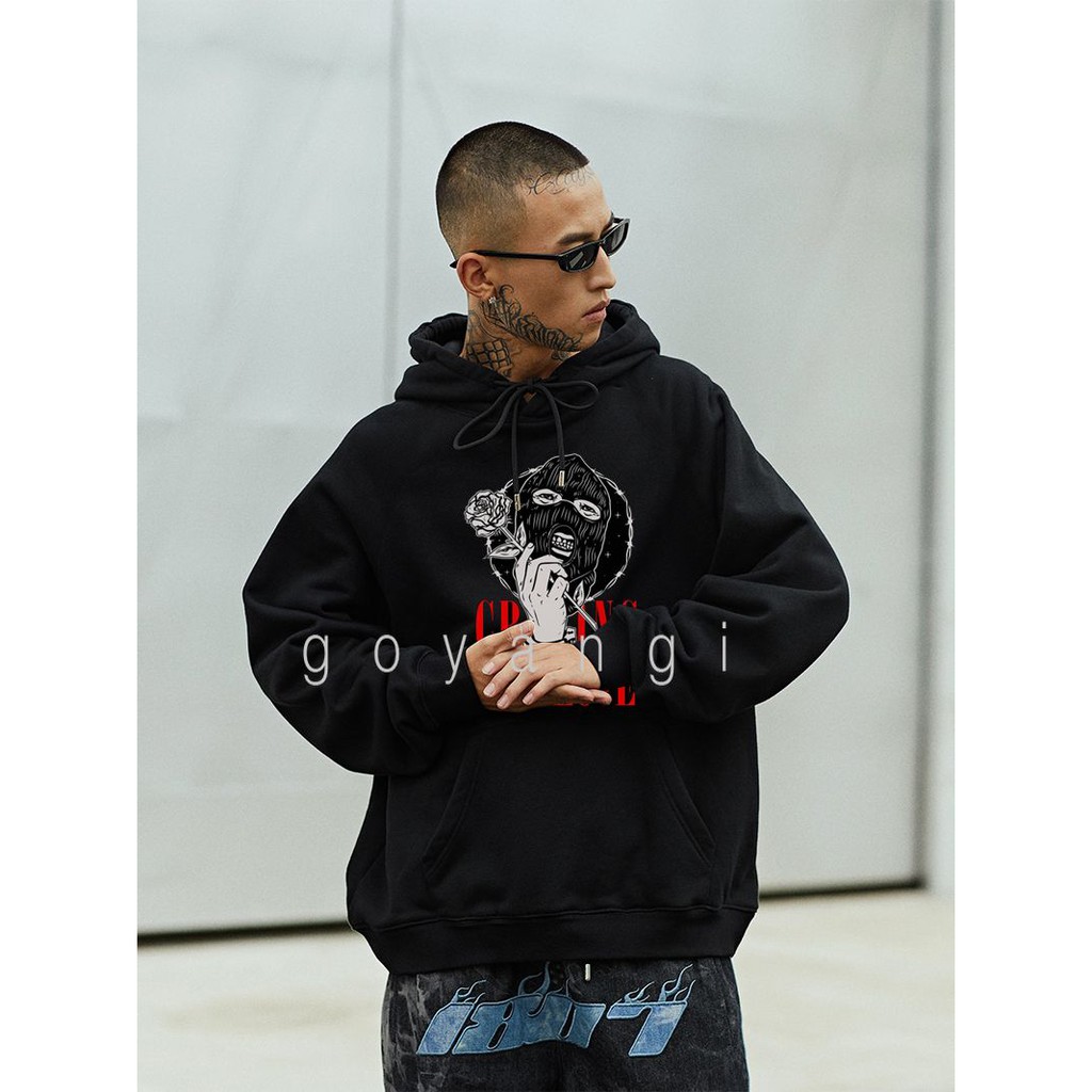 Áo hoodie Crying for love oversize Unisex phong cách Hàn Quốc