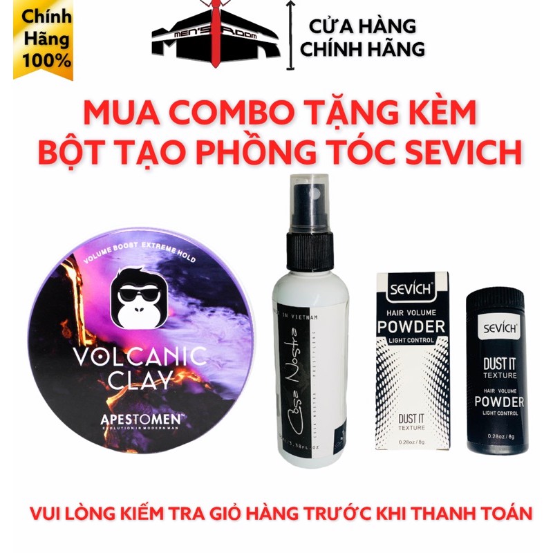 "Cam Kết Chính Hãng" Combo Sáp vuốt tóc Volcanic Clay + Xịt Cosa nostra