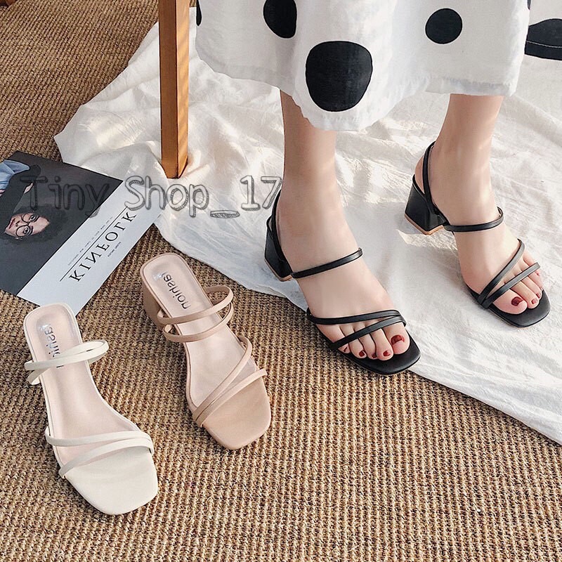 Sandal cao gót 5p quai mảnh mũi vuông cực xinh Mã S27