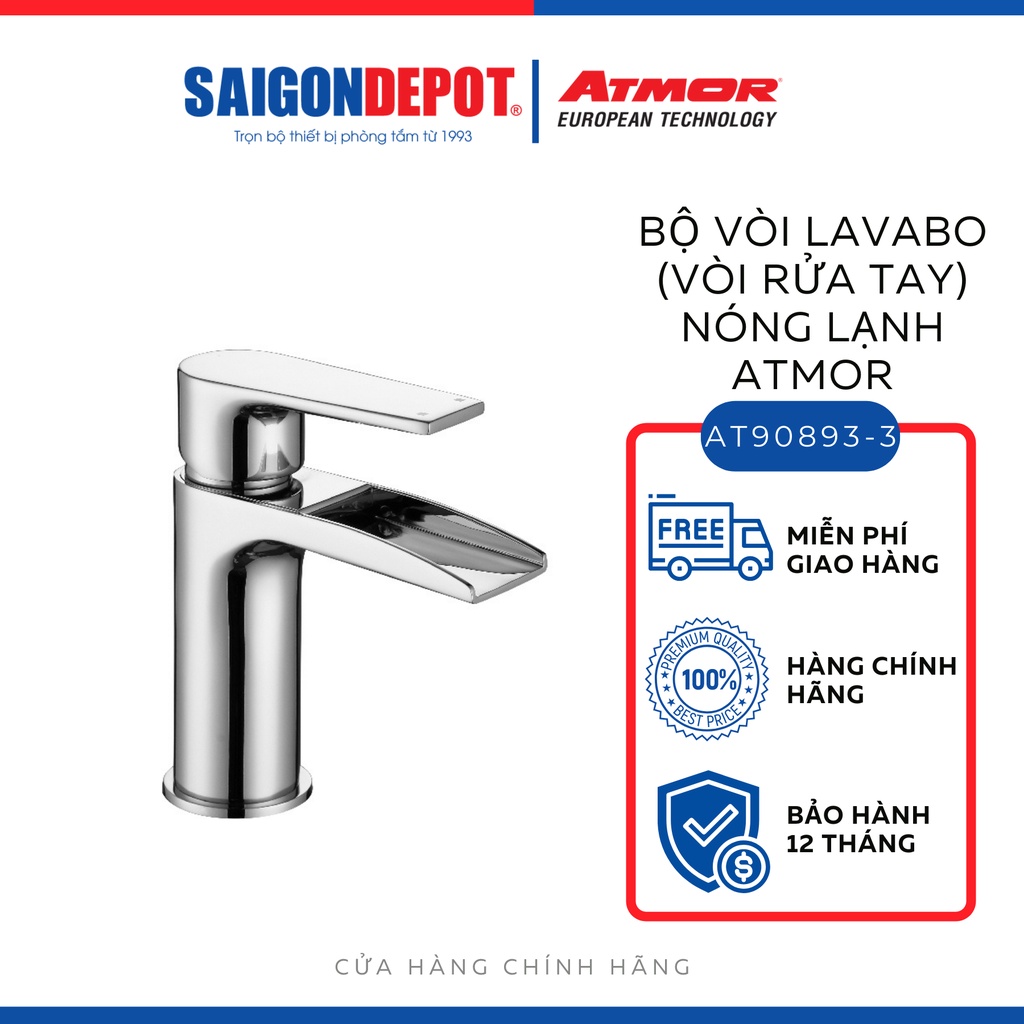 SAIGON DEPOT - Bộ vòi lavabo (vòi rửa tay) nóng lạnh Atmor Model AT90893-3