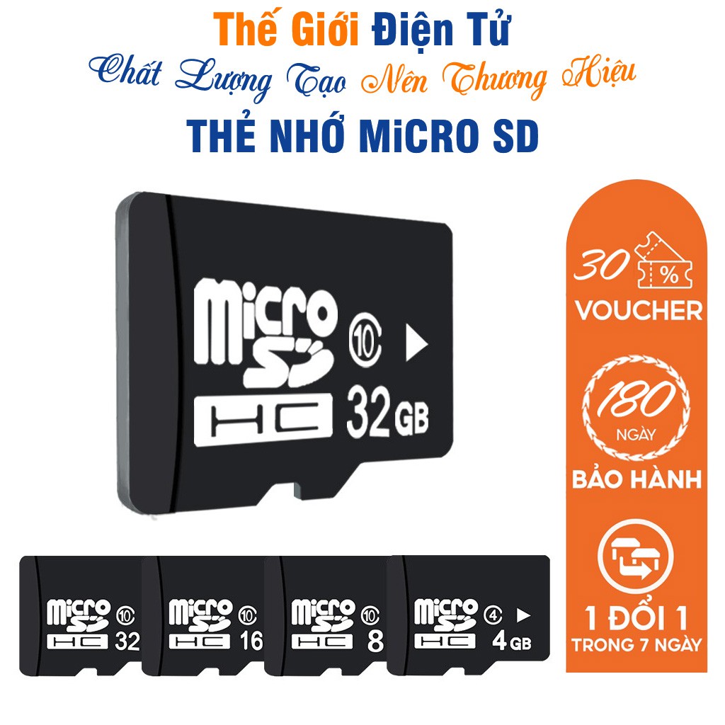 Thẻ nhớ Micro SD 32G/64G/16G/128G/8G/4G/2G - tốc độ cao chuyện dụng cho Camera, Smartphone, loa đài.