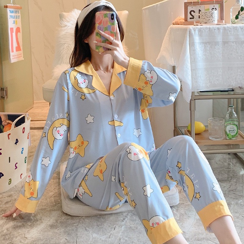 Pijama - Bộ Ngủ Nữ Áo Dài Quần Dài Nhiều Màu Họa Tiết Dễ Thương DDCP04