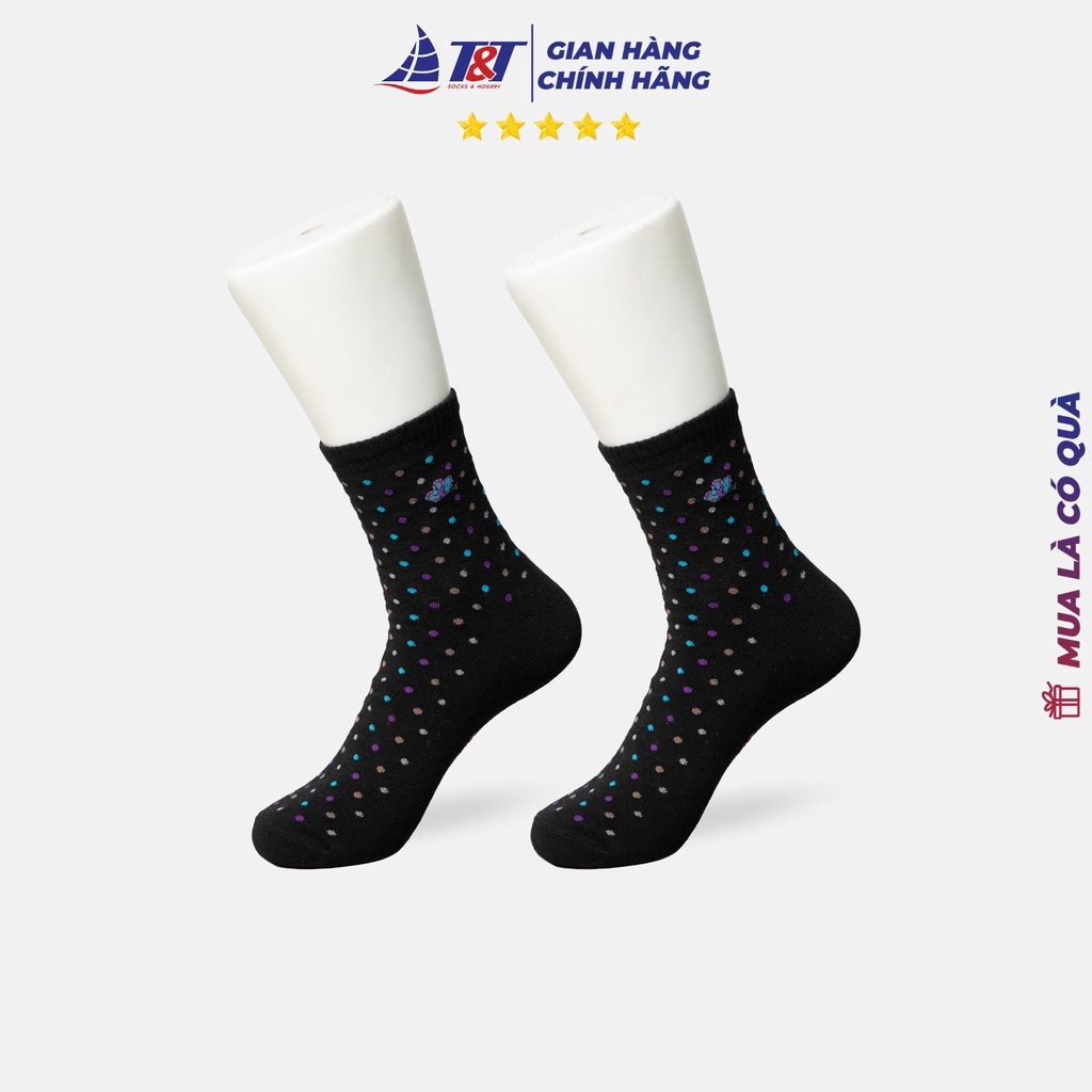 Combo 5 đôi Tất Nữ cổ trung hoạ tiết chấm bi T&amp;T SOCKS &amp; HOSIERY - NU 550