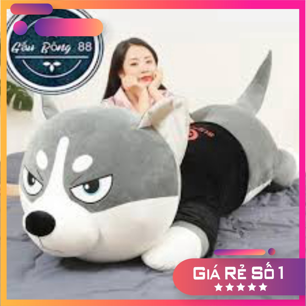 Gấu bông Chó Husky Siêu To Khổng Lồ - gối ôm chó ngáo - hình thât