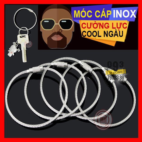 Combo 2 Móc Cáp Inox Khóa Dây Móc Khóa Dài 5cm,Móc Đeo Thắt Lưng