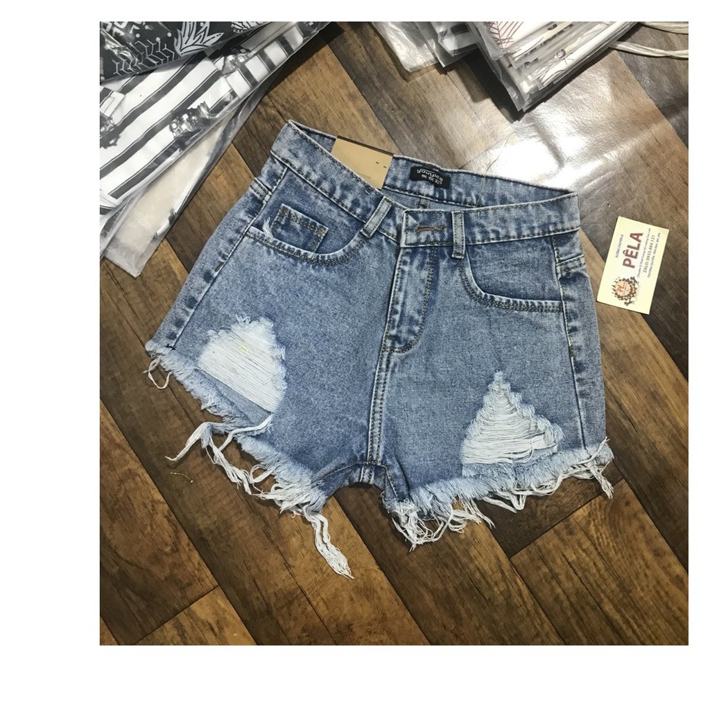 QUẦN SHORT JEAN NỮ XÁM XANH RÁCH 2 BÊN 11H5X