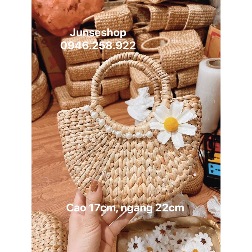 Túi xách cói đi biển, làn cói thời trang đa dạng xinh xỉu