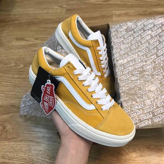 Giầy vans vàng vạch trắng da lộn ( full box + free ship )
