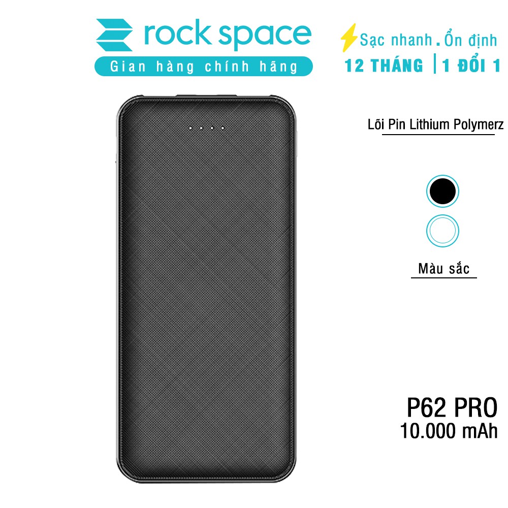 Sạc dự phòng mini, chính hãng Rockspace P62 Pro dung lượng thực 10000mah dành cho iPhone, Samsung bảo hành 12 tháng