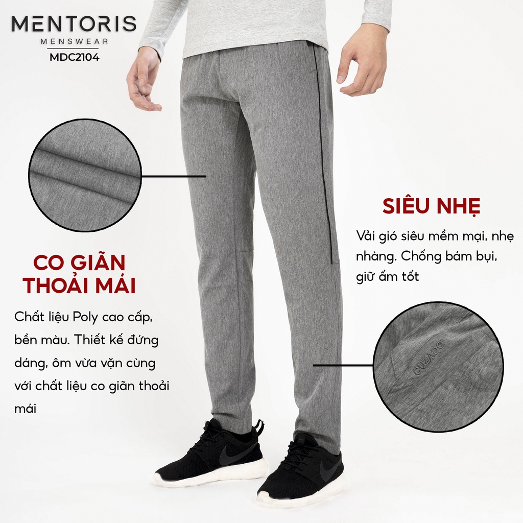 Quần dài thể thao nam MENTORIS Chất gió cao cấp, MDN2104, Quần được thiết kế sọc viền 2 bên tạo điểm nhất đặc biệt, Chất