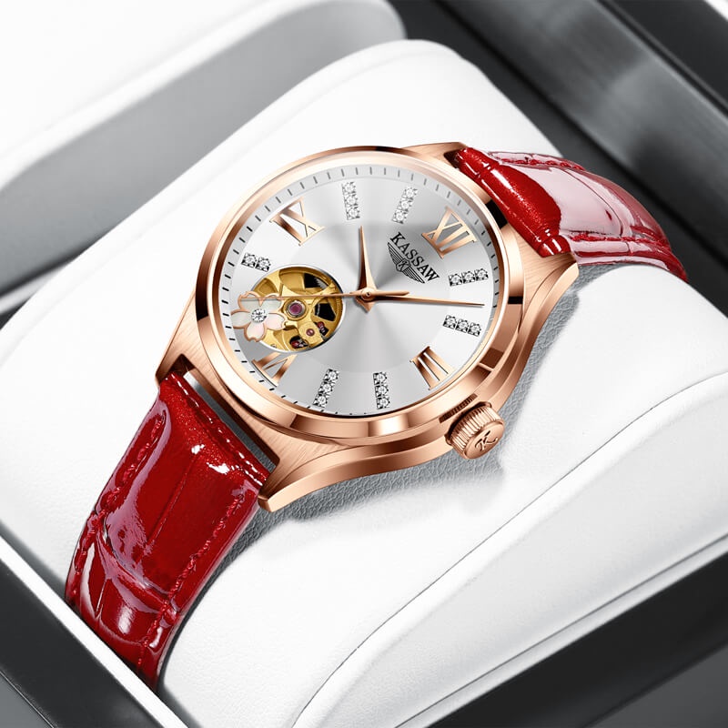 Đồng hồ nữ chính hãng KASSAW K990-4 Kính sapphire ,chống xước,Chống nước ,BH 24 tháng,Máy cơ (Automatic) ,dây da xịn