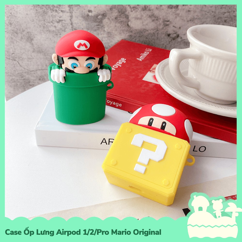 [Sẵn VN - NowShip] Case Ốp Lưng Airpod 1 / 2 / Pro Gel Silica Nhân Vật Game Nintendo Mario & Toad Tube Ống