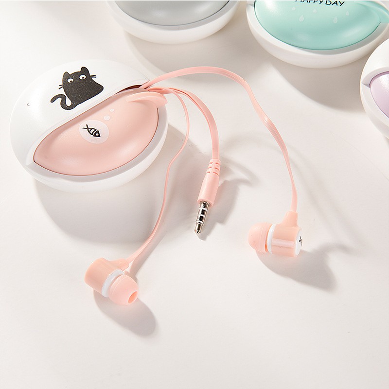 Tai nghe Bella 925 hình mèo có mic đàm thoại và hộp đựng chống rối