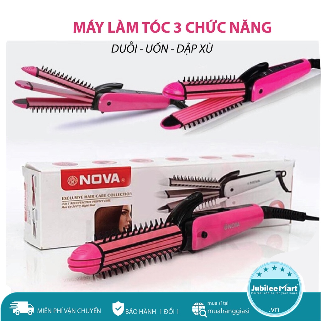 Luợc điện 3in1 Xoăn Là Dập xù tóc cao cấp Nova giá rẻ, Máy tạo kiểu tóc 3 trong 1 Nova (Uốn, Duỗi, Bấm)