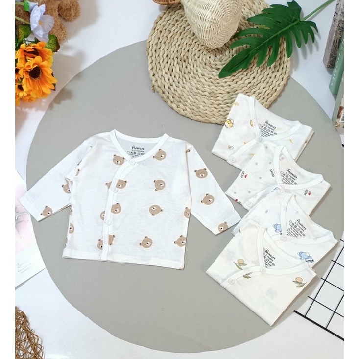 Áo Sơ Sinh dài Tay Cài Lệch Chất Cotton Siêu Mềm Mịn, Mát Cho Bé Trai, Bé Gái Sơ Sinh (Size 0-3M Đến 6-9M)