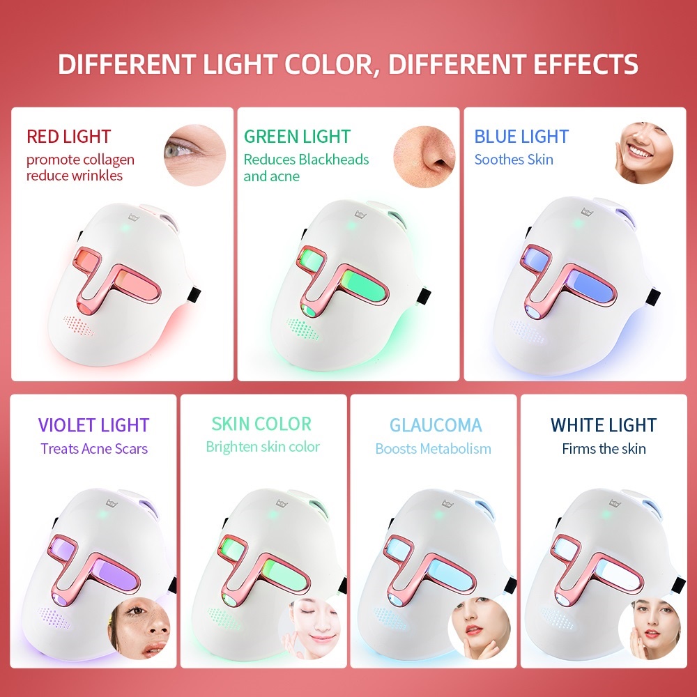 Mặt nạ FOREVERLILY với đèn Led photon 7 màu hỗ trợ trẻ hóa da chống nếp nhăn dưỡng ẩm nâng cơ