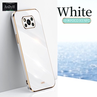  Ốp điện thoại cạnh thẳng sang trọng bảo vệ camera cho Xiaomi Poco X3 Pro X3 NFC