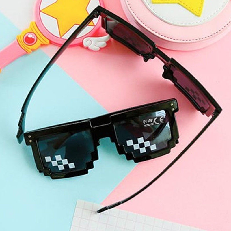 Thug Life Glasses Deal With It Glasses Pixel Women Men Black Mosaic Sunglasses