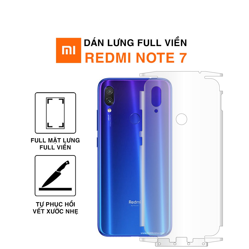 Dán lưng Redmi Note 7 full lưng và viền dẻo trong suốt PPF tự phục hồi vết xước - Dán lưng Xiaomi Redmi Note 7