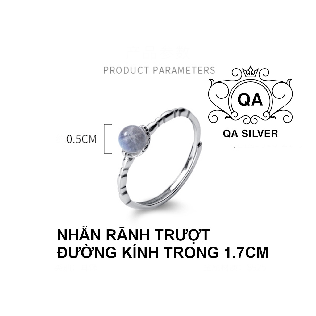 Nhẫn bạc nữ mặt đá rãnh trượt S925 MOONSTONE Silver Ring QA SILVER RI190502