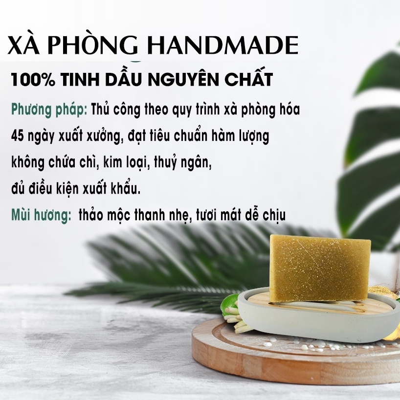 Xà phòng Handmade / Xà phòng tinh dầu sả Chanh Tây Ấn, 100% tinh dầu nguyên chất nhập khẩu Pháp