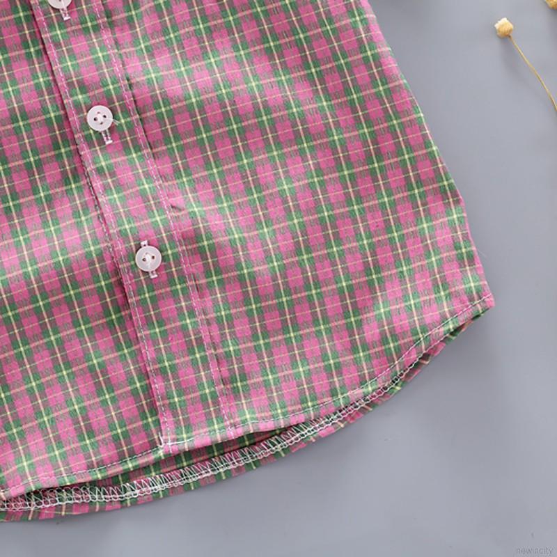 Áo sọc ca rô cổ bẻ xinh xắn thời trang cho trẻ em