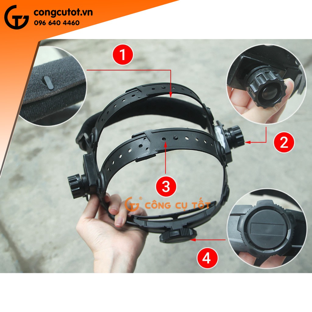 Mặt nạ hàn điện tử năng lượng mặt trời chỉnh số tay từ 9 đến 13