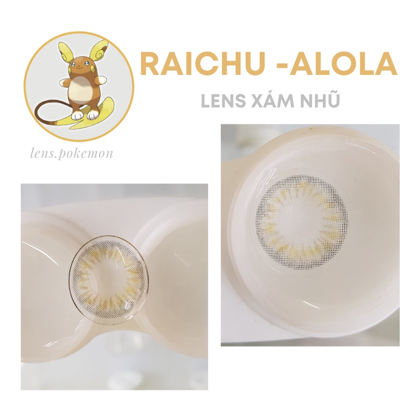 Kính áp tròng RAICHU - ALOLA xám nhũ có viền giãn 14.2mm - Lens cận thời trang Hàn Quốc chính hãng