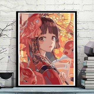 Tranh sơn dầu số hóa tự tô màu theo số có khung (40*50cm) - [642] CÔ GÁI CỔ TRANG