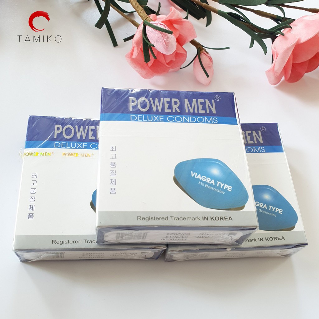 [CHÍNH HÃNG] Bao cao su Powermen Viagra Type - Siêu Mỏng, Chống Xuất Tinh Sớm - Xuất Xứ Hàn Quốc- Hộp 3 Cái