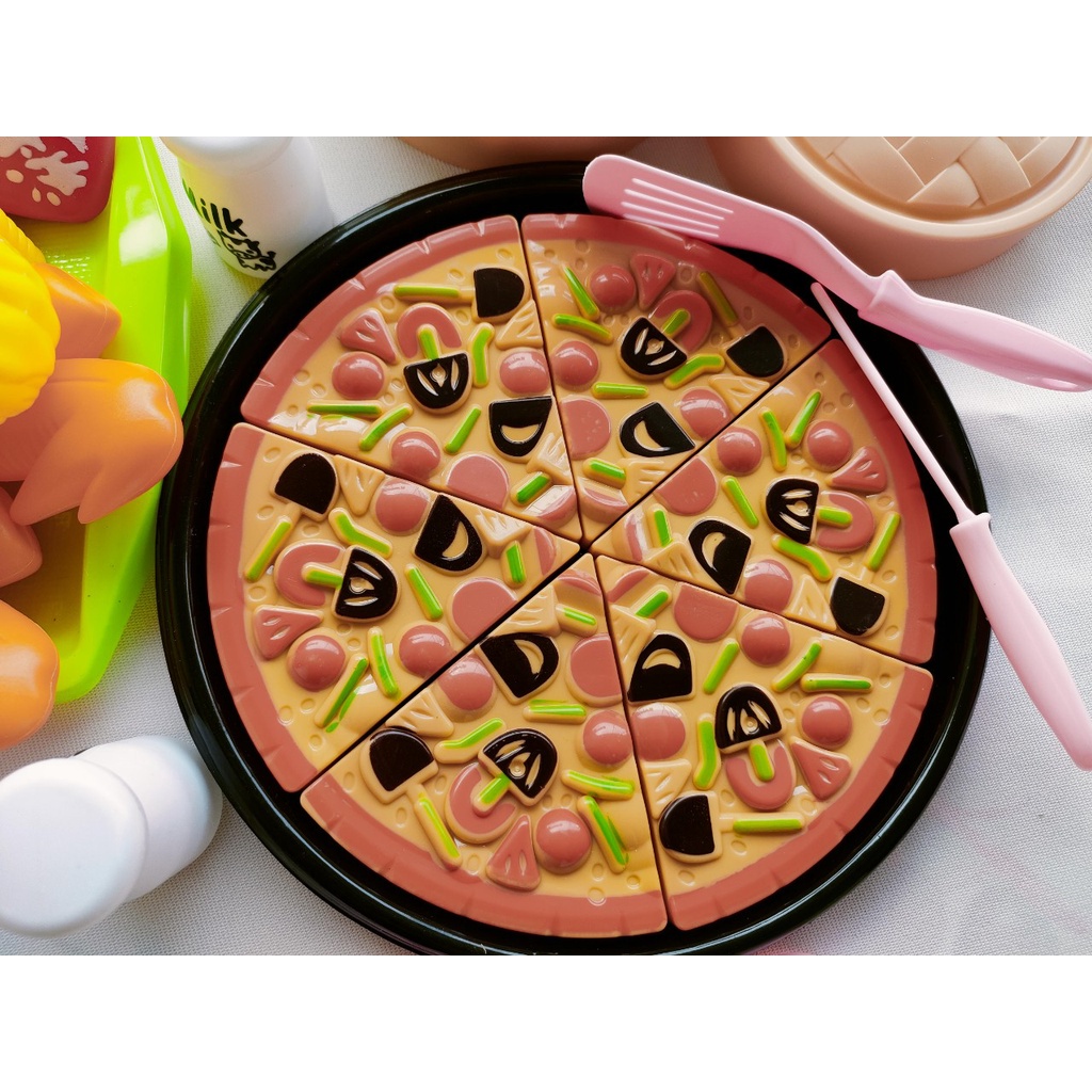 Bộ đồ chơi nấu ăn nhà bếp bánh bao 88 chi tiết (có bánh piza và hộp) - set trò chơi bánh bao giúp bé thoả sức sáng tạo