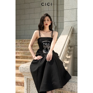 CICI - Đầm dài hai dây hình thêu Lorraine