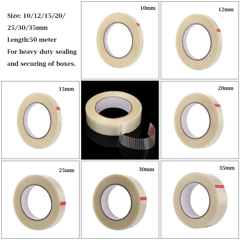 Băng Keo Dán Hộp Vách Ngăn Bằng Sợi Thủy Tinh Bền Chịu Nhiệt Độ Cao 50Meter