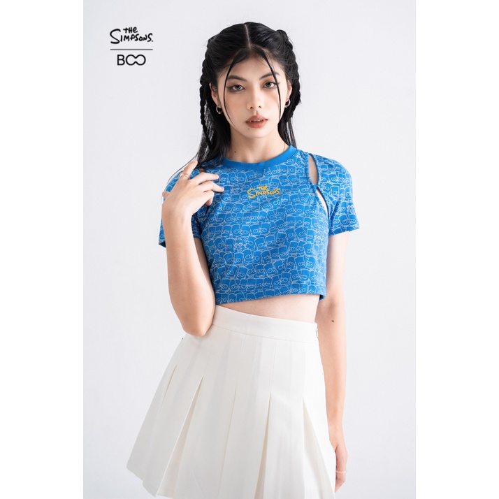 Áo Thun BOO Croptop Nữ Thêu Logo The Simpsons Phối Cắt Out BZL