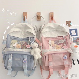 ❅Cặp học sinh nữ phiên bản hàn quốc phong cách cổ trang cấp 2 Harajuku đơn giản hoang dã in gió balo du lịch