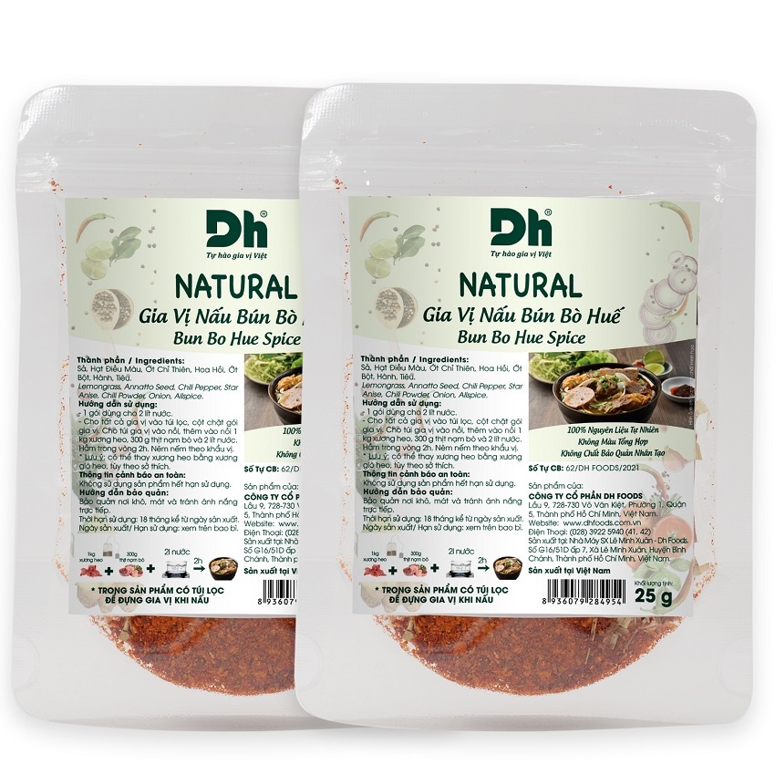 ( COMBO 3 GÓI) NATURAL Gia Vị Nấu Bún Bò Huế 25gr Dh Foods các gia vị đóng vai trò quan trọng tạo nên nồi nước dùng đậm