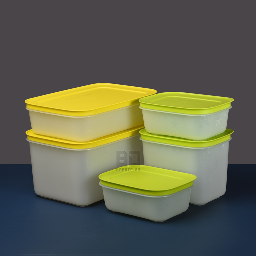 Bộ 5 hộp trữ đông Tupperware Frozy Cozy - Bộ hộp bảo quản thực phẩm ngăn đông tủ lạnh chính hãng, tiện dụng