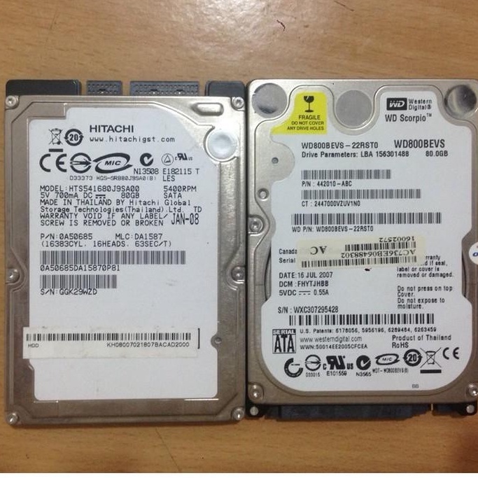 HDD western 80gb tốc độ 5400prm sata 2.5 ich ( chuyên dành cho laptop )