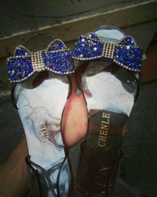 Giày nhựa nơ kim tuyến đen | BigBuy360 - bigbuy360.vn